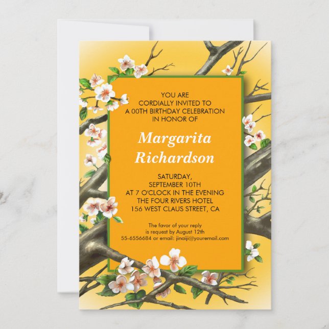 invitations à la fête d'anniversaire jaune (Devant)