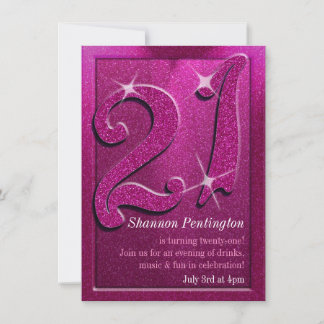 Invitations à la fête d'anniversaire rose 21e