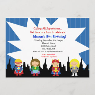 Invitations à la fête d'anniversaire Superhero