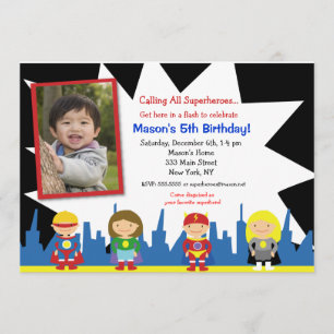 Invitations à la fête d'anniversaire Superhero