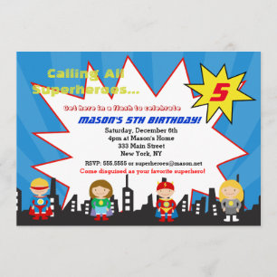 Invitations à la fête d'anniversaire Superhero Sup