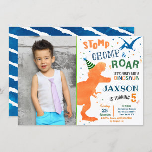 Invitations à la fête d'anniversaire T-Rex Dinosau