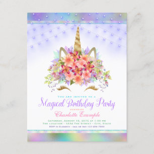 Invitations à la fête d'anniversaire Unicorn Face