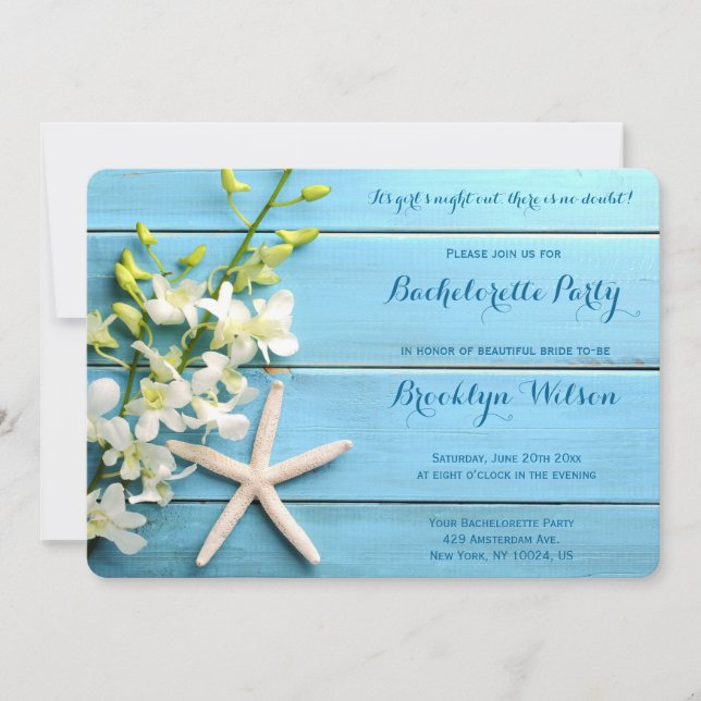 Invitations à la fête de bachelorette de Starfish  (Devant)