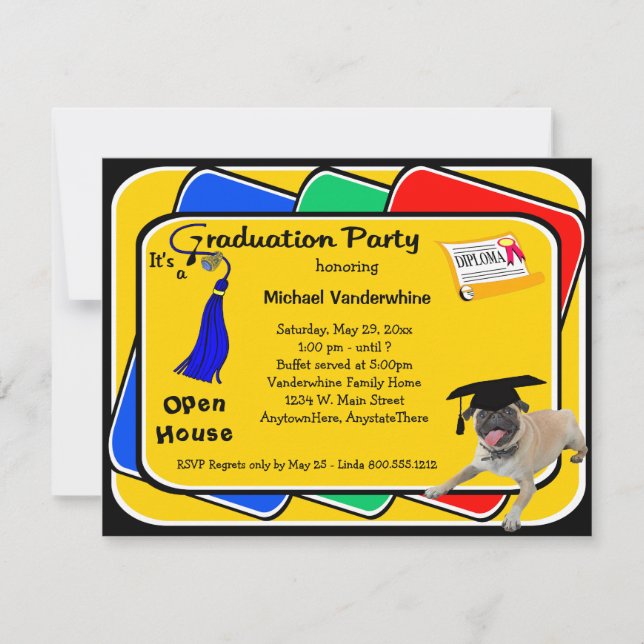 Invitations à la fête de Carlin Blue Graduation Pa (Devant)