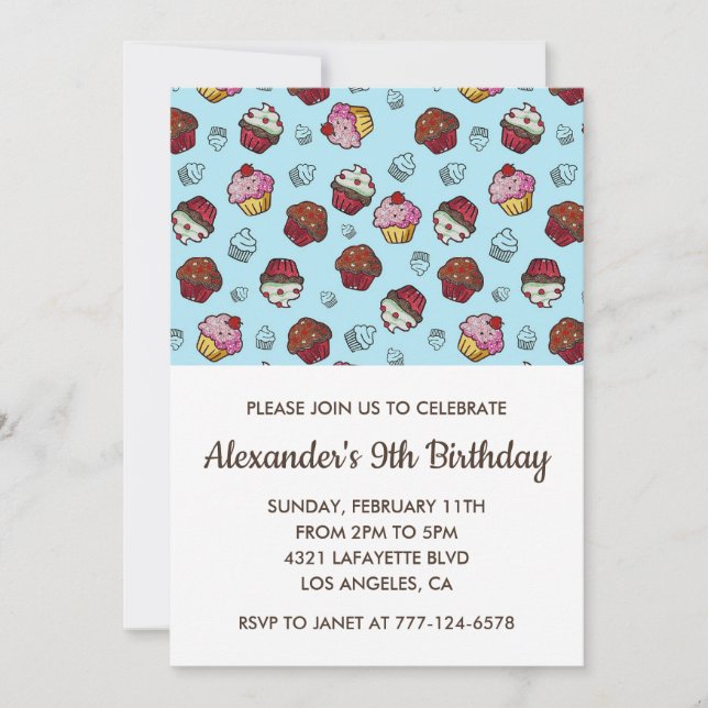 Invitations à la fête de couleur 9e anniversaire g (Devant)