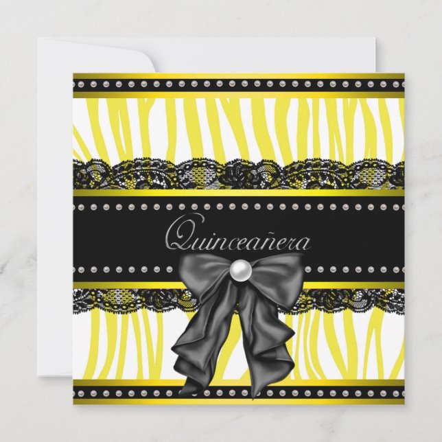 Invitations à la fête de la Quinceanera du Jaune n (Devant)