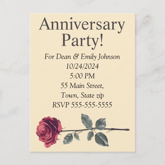 Invitations à la fête de l'anniversaire (Devant)