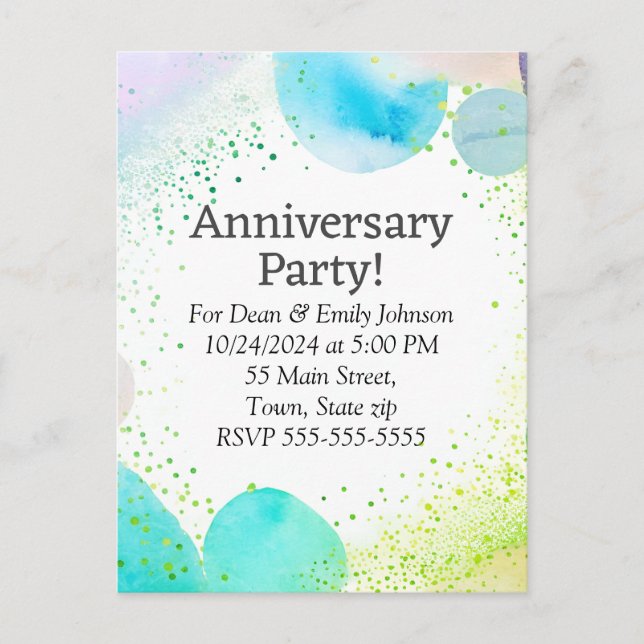 Invitations à la fête de l'anniversaire (Devant)