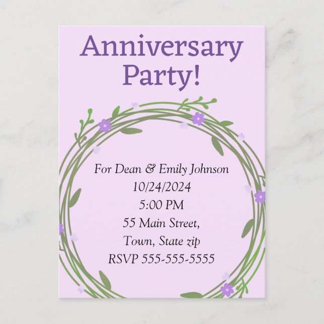 Invitations à la fête de l'anniversaire (Devant)
