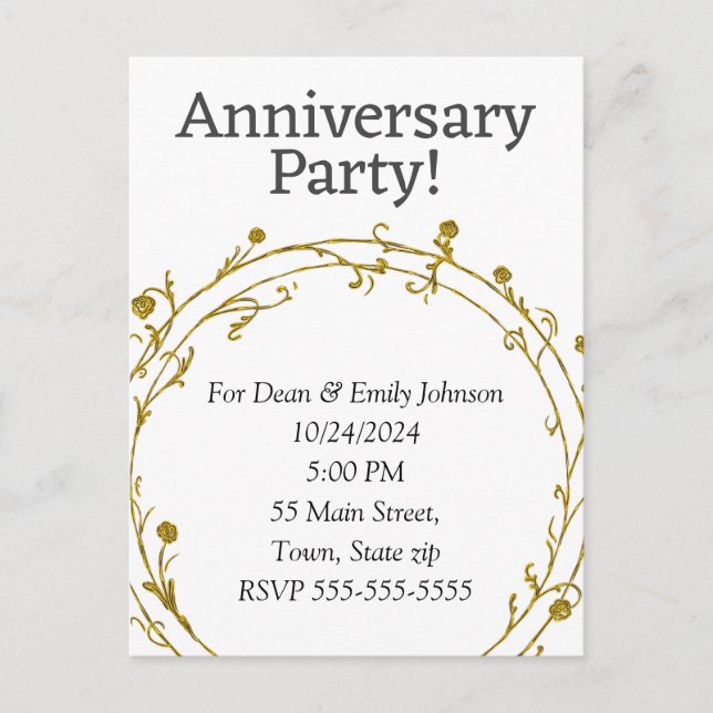 Invitations à la fête de l'anniversaire (Devant)