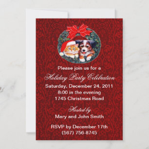 Invitations À La Fête De Noël Des Chiots Et Chaton