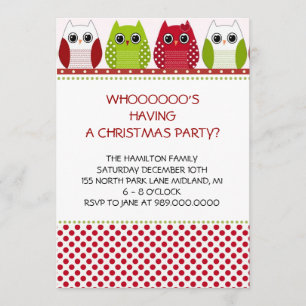 Invitations à la fête de Noël Owl