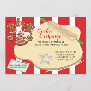 Invitations à la fête d'échange de cookies de Noël