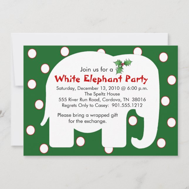 Invitations à la fête des fêtes des éléphants blan (Devant)