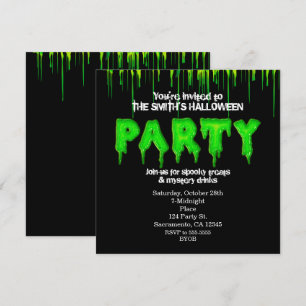 Invitations à la fête d'Halloween de Green Slime