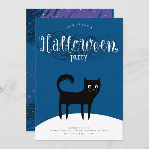 Invitations à la fête d'Halloween en chat noir