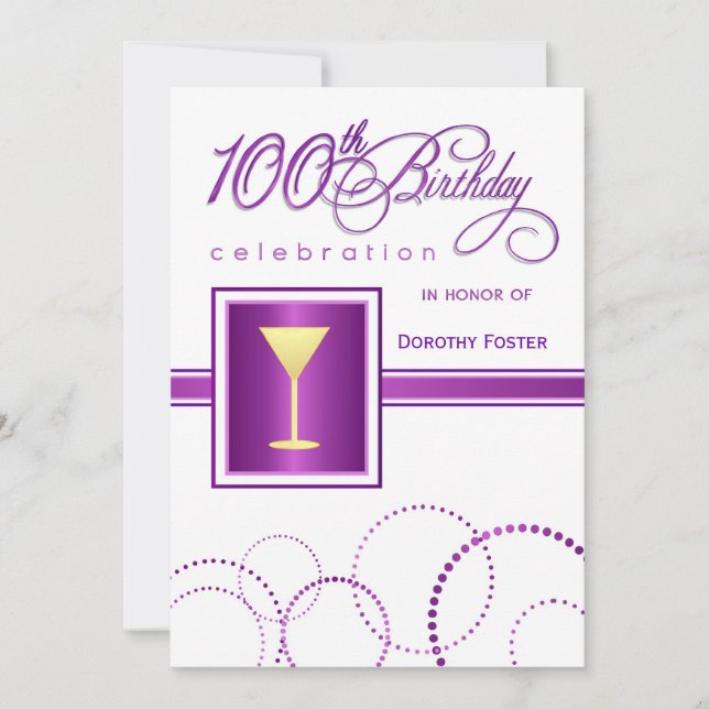 Invitations à la fête du 100e anniversaire - avec  (Devant)