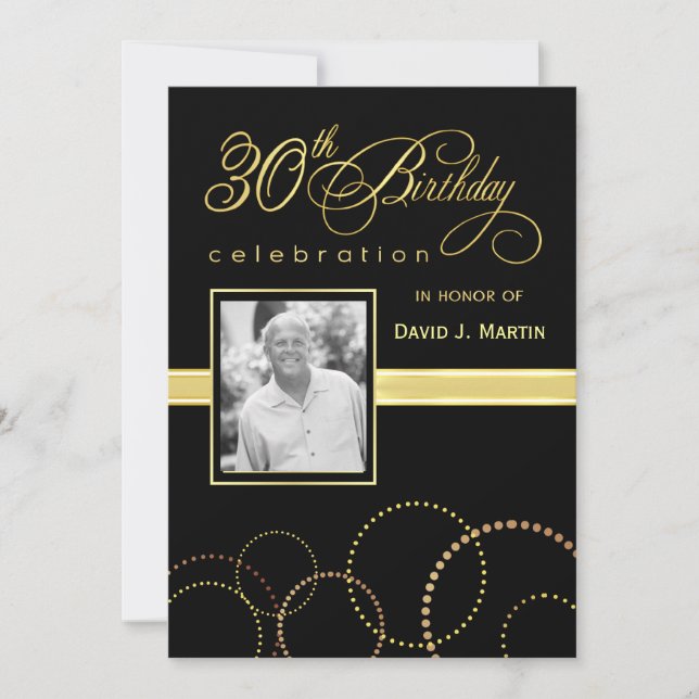 Invitations à la fête du 30e anniversaire - Gold e (Devant)