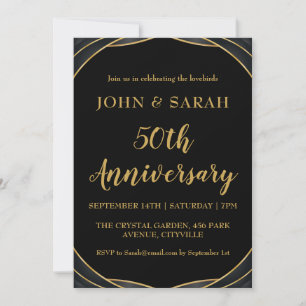 invitations à la fête du 50e anniversaire noir et