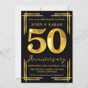invitations à la fête du 50e anniversaire noir et 