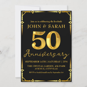 invitations à la fête du 50e anniversaire noir et 