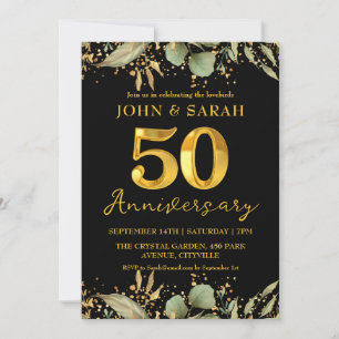 invitations à la fête du 50e anniversaire noir et