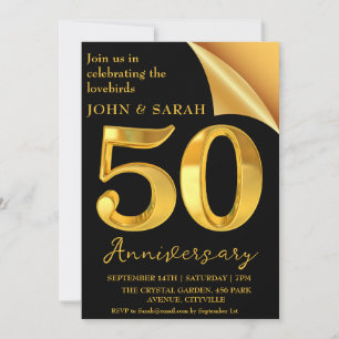invitations à la fête du 50e anniversaire noir et
