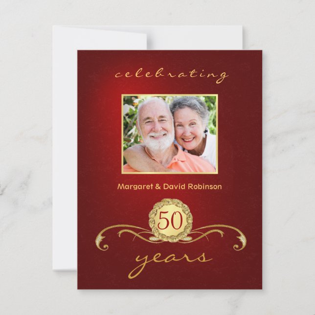 Invitations à la fête du 50e anniversaire - Rouge  (Devant)