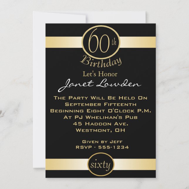 Invitations à la fête du 60e anniversaire (Devant)