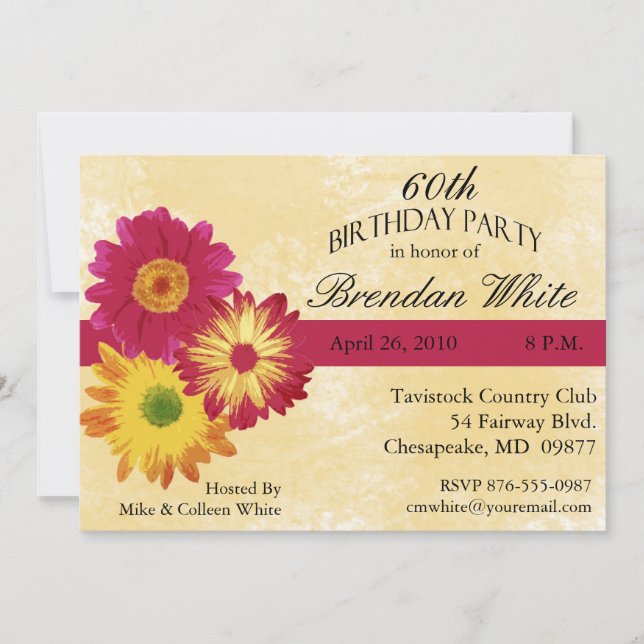 Invitations à la fête du 60e anniversaire (Devant)