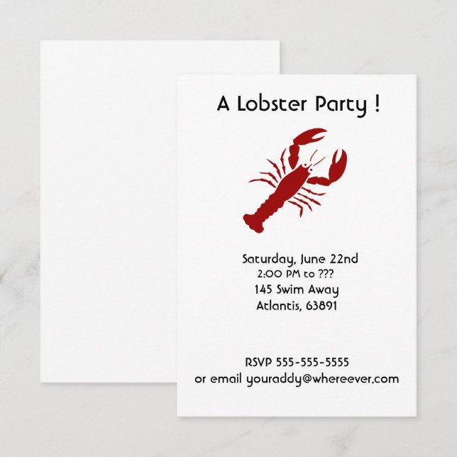 Invitations à la fête du homard (Devant / Derrière)