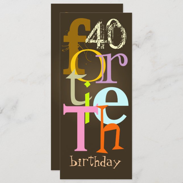 Invitations à la fête du quarantième anniversaire (Devant / Derrière)