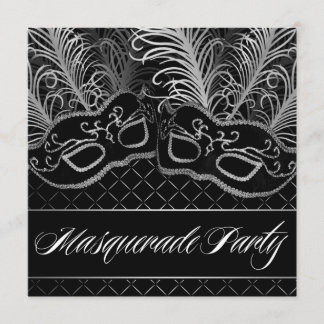 Invitations à la mascarade de masques noirs blancs