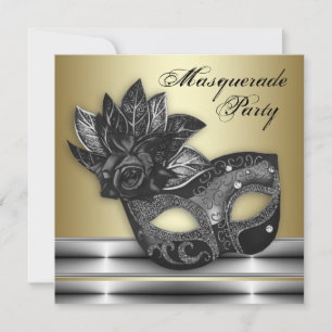 Invitations à la mascarade d'or noir d'argent