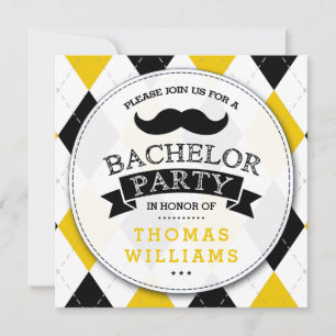 Invitations à la Mustache branchée du Bachelor Par