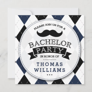 Invitations à la Mustache branchée du Bachelor Par