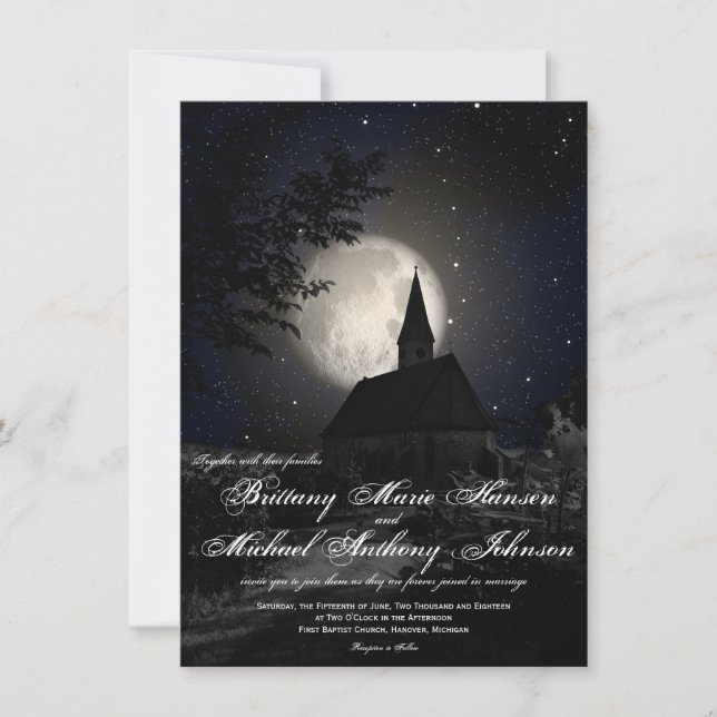 Invitations à la Pleine lune de mariage de l'églis (Devant)