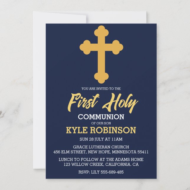 invitations à la première communion bleue (Devant)