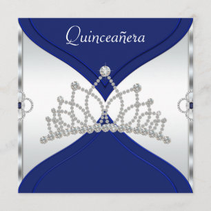 Invitations à la Quinceanera Bleue Blanche et Roya