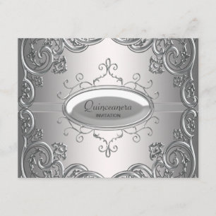 Invitations à la Quincennera noire d'argent