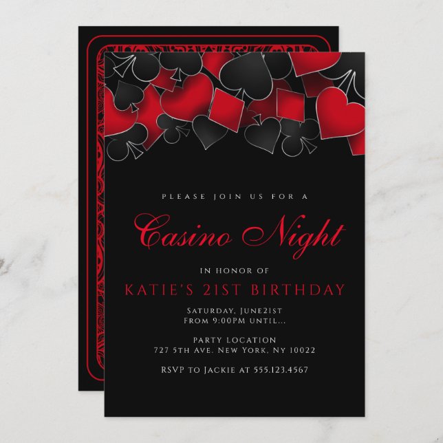 Invitations à la soirée casino (Devant / Derrière)
