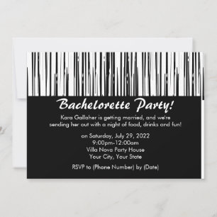 Invitations à la soirée de bachelorette noir et bl