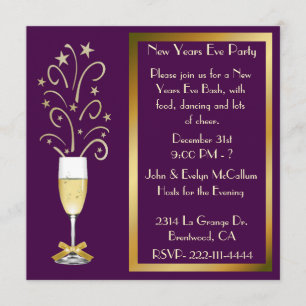Invitations à la soirée de réveillon Chic Plum and