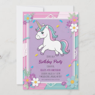 invitations à l'anniversaire de la licorne mignonn