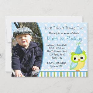 Invitations à l'anniversaire des hibou avec photo 