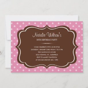 Invitations à points Polka roses et Brown