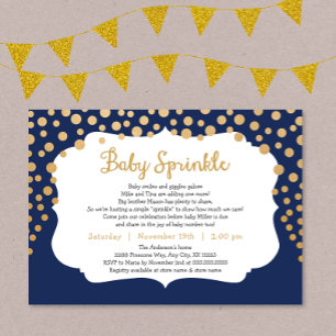 Invitations à saupoudrer bébé garçon tendance, or