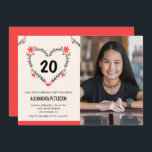Invitations à ses 20e anniversaire pour son coeur<br><div class="desc">Invitations de 20e anniversaire pour ses Flowers Heart moderne</div>
