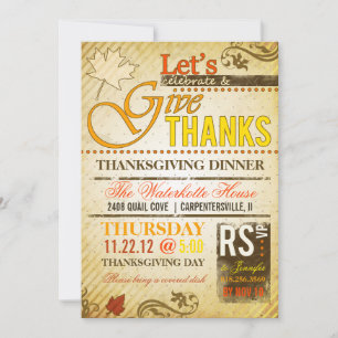 Invitations à Thanksgiving Holiday Dinner Party
